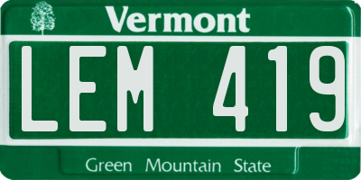VT license plate LEM419