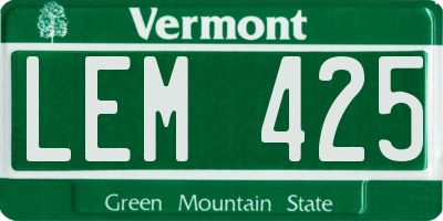 VT license plate LEM425