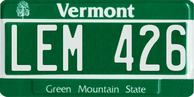 VT license plate LEM426