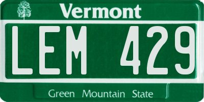 VT license plate LEM429