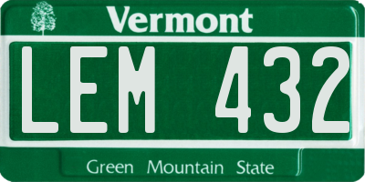 VT license plate LEM432