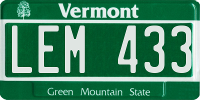 VT license plate LEM433