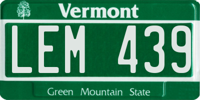 VT license plate LEM439