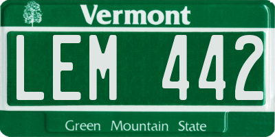VT license plate LEM442
