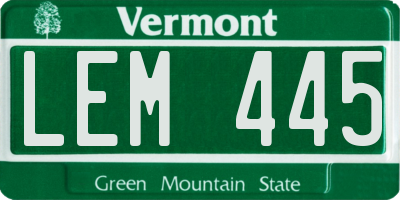 VT license plate LEM445