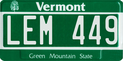 VT license plate LEM449