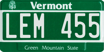 VT license plate LEM455