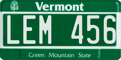 VT license plate LEM456