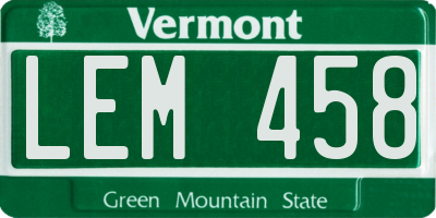 VT license plate LEM458