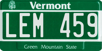 VT license plate LEM459