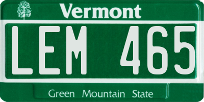 VT license plate LEM465