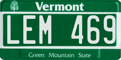 VT license plate LEM469