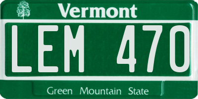 VT license plate LEM470