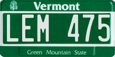 VT license plate LEM475