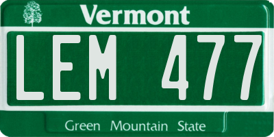 VT license plate LEM477
