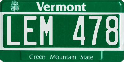 VT license plate LEM478