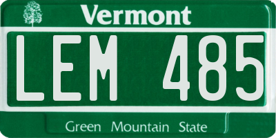 VT license plate LEM485