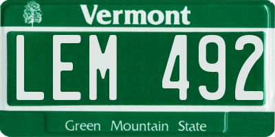 VT license plate LEM492