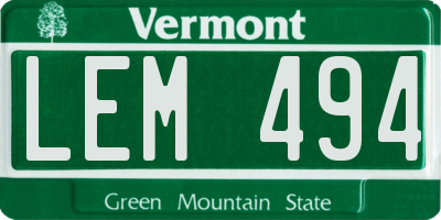 VT license plate LEM494