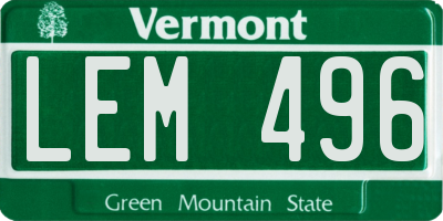 VT license plate LEM496