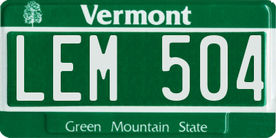 VT license plate LEM504