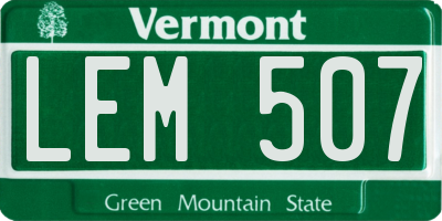 VT license plate LEM507