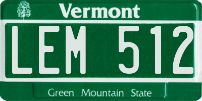 VT license plate LEM512