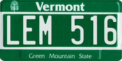VT license plate LEM516