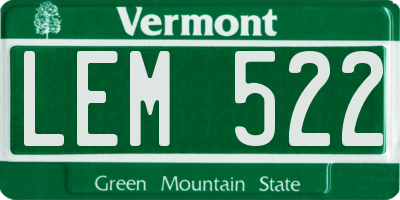 VT license plate LEM522