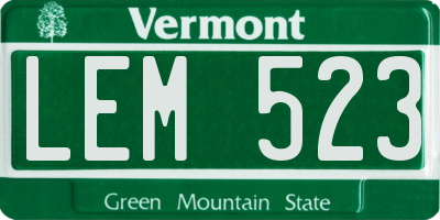 VT license plate LEM523