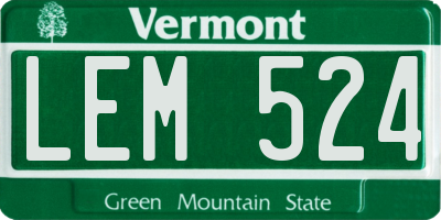 VT license plate LEM524