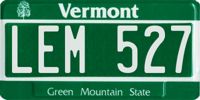 VT license plate LEM527