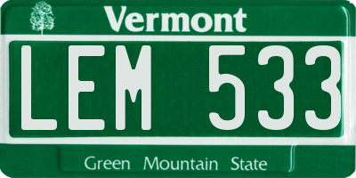VT license plate LEM533