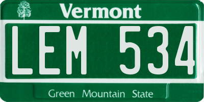 VT license plate LEM534