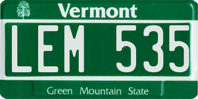 VT license plate LEM535