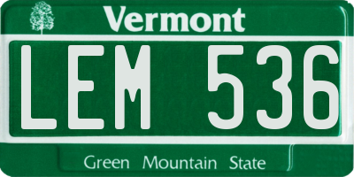 VT license plate LEM536