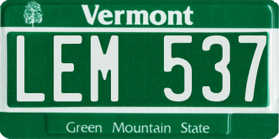 VT license plate LEM537