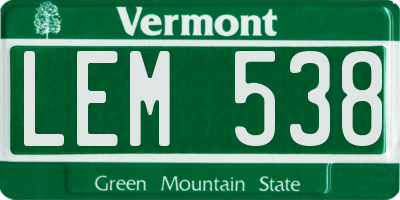 VT license plate LEM538