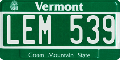 VT license plate LEM539