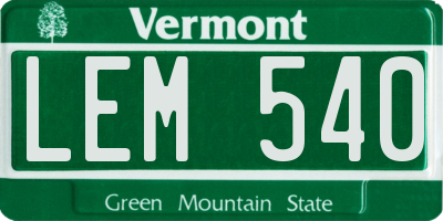 VT license plate LEM540