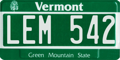 VT license plate LEM542