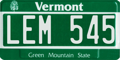 VT license plate LEM545