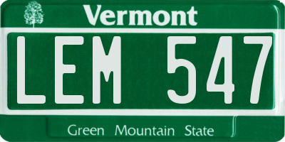 VT license plate LEM547