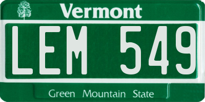 VT license plate LEM549