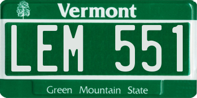 VT license plate LEM551