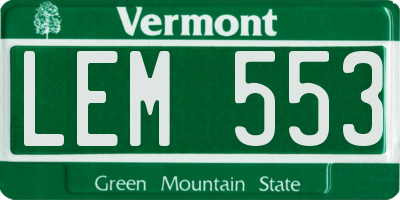 VT license plate LEM553