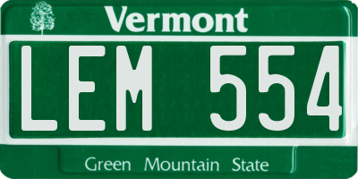 VT license plate LEM554