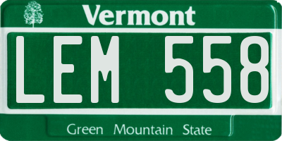 VT license plate LEM558