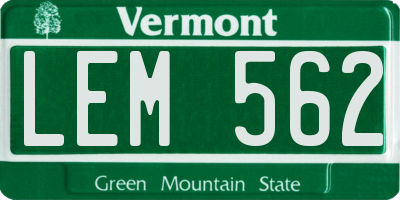 VT license plate LEM562
