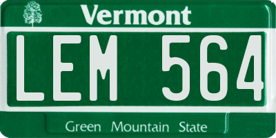 VT license plate LEM564